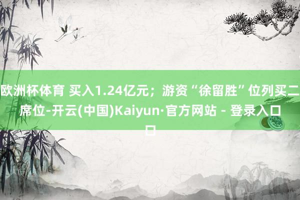 欧洲杯体育 买入1.24亿元；游资“徐留胜”位列买二席位-开云(中国)Kaiyun·官方网站 - 登录入口