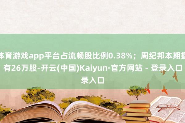 体育游戏app平台占流畅股比例0.38%；周纪邦本期握有26万股-开云(中国)Kaiyun·官方网站 - 登录入口