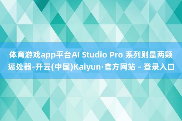 体育游戏app平台AI Studio Pro 系列则是两颗惩处器-开云(中国)Kaiyun·官方网站 - 登录入口