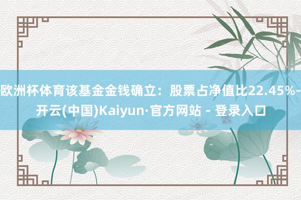 欧洲杯体育该基金金钱确立:股票占净值比22.45%-开云(中国)Kaiyun·官方网站 - 登录入口